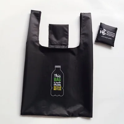 

Customized eco-friendly reusable foldable recycled RPET T shirt shopping bag