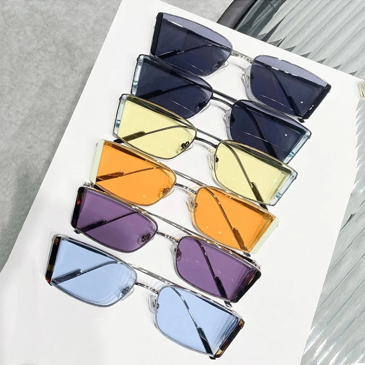 

SKYWAY New Arrival Trendy Multicolor Shades Small Square Sun Glasses Fashion Metal Rectangle Suglasses