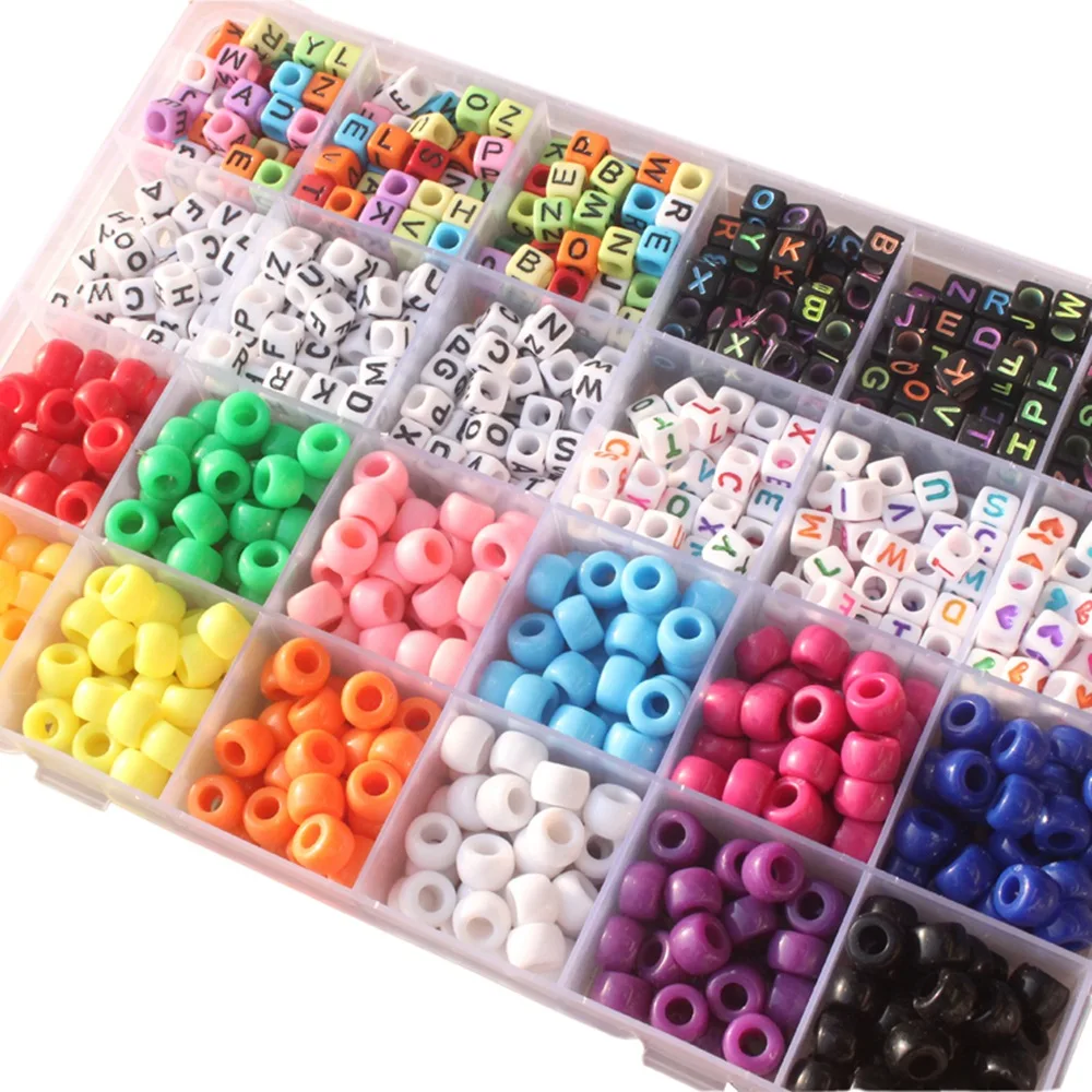 

Mixed  Acrylic Square Alphabet Letter Pony Beads Charms Bracelet Necklace For DIY Jewelry Making Accessories