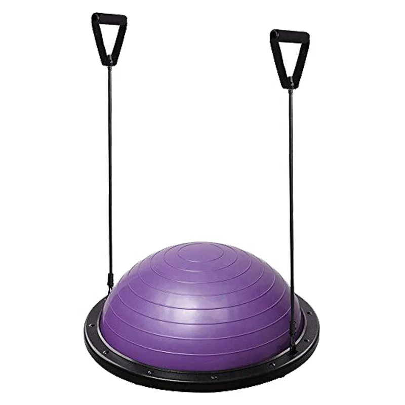 

Ati-burst PVC custom half yoga ball balance trainer with resistant band, Customized color