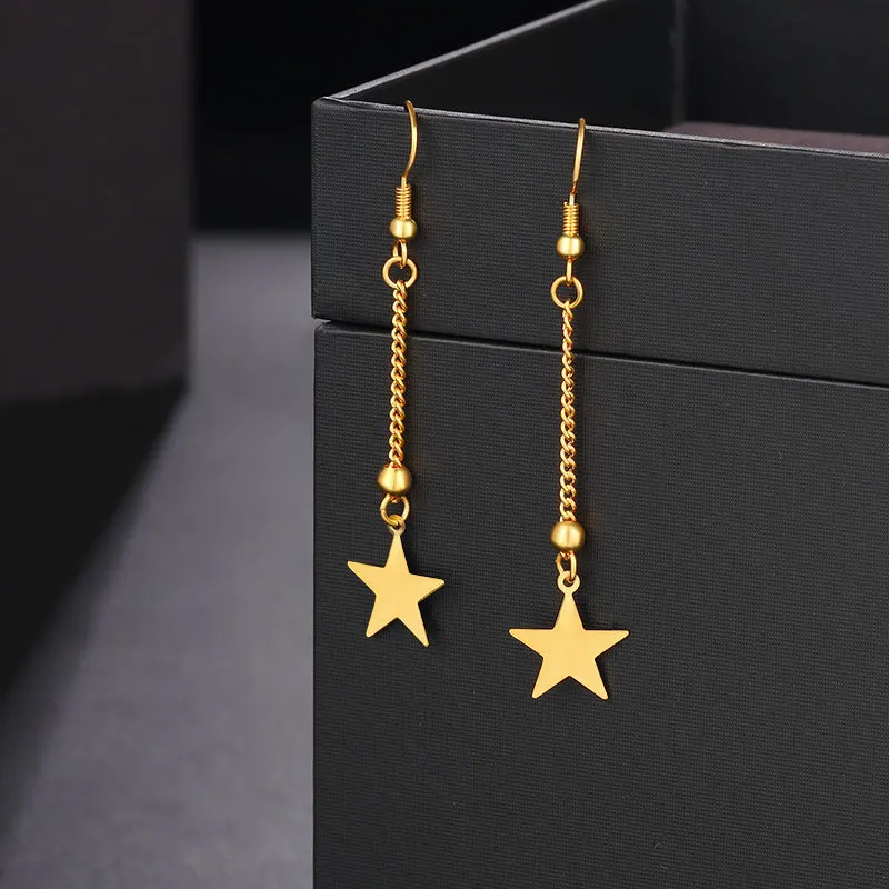 

RFJEWEL Wholesale high quality fashion Vietnam 24K placer gold tassel earrings for women star style for lady