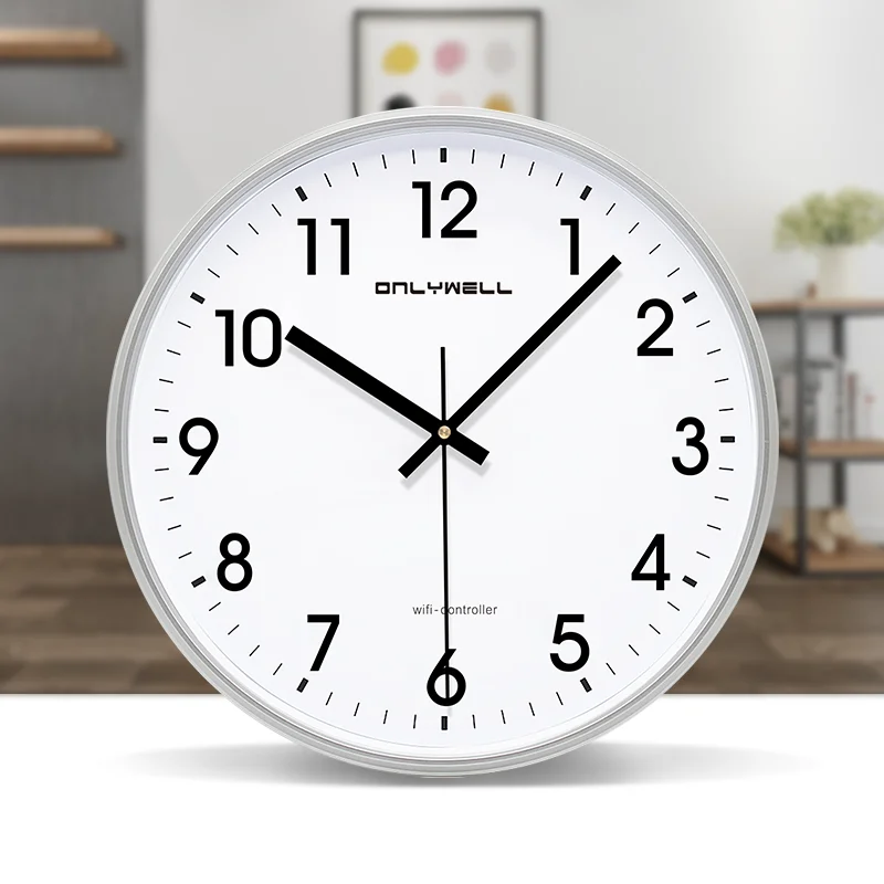 

12 inch quiet quartz clock WiFi Controller wall clock simple design analog clock, White