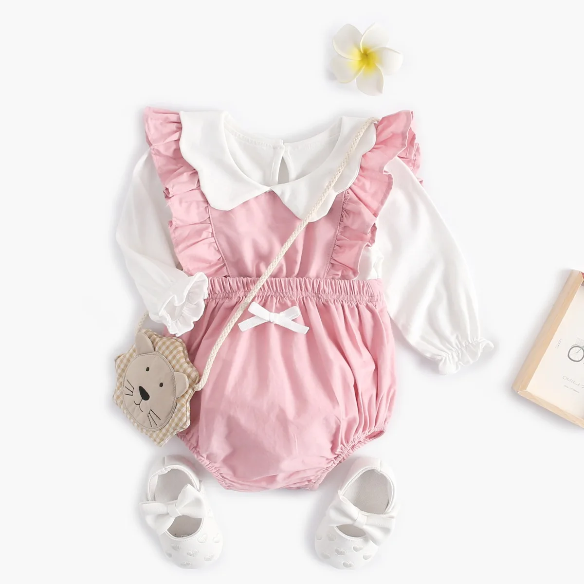 

Korean Spring Summer Newborn Baby Romper Long Sleeve T-shirt Two Set
