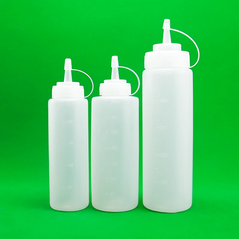 

Wholesale Plastic ldpe Food Grade Squeeze Bottle For Salad Sauce Jam Bottle With Long Thin Tip