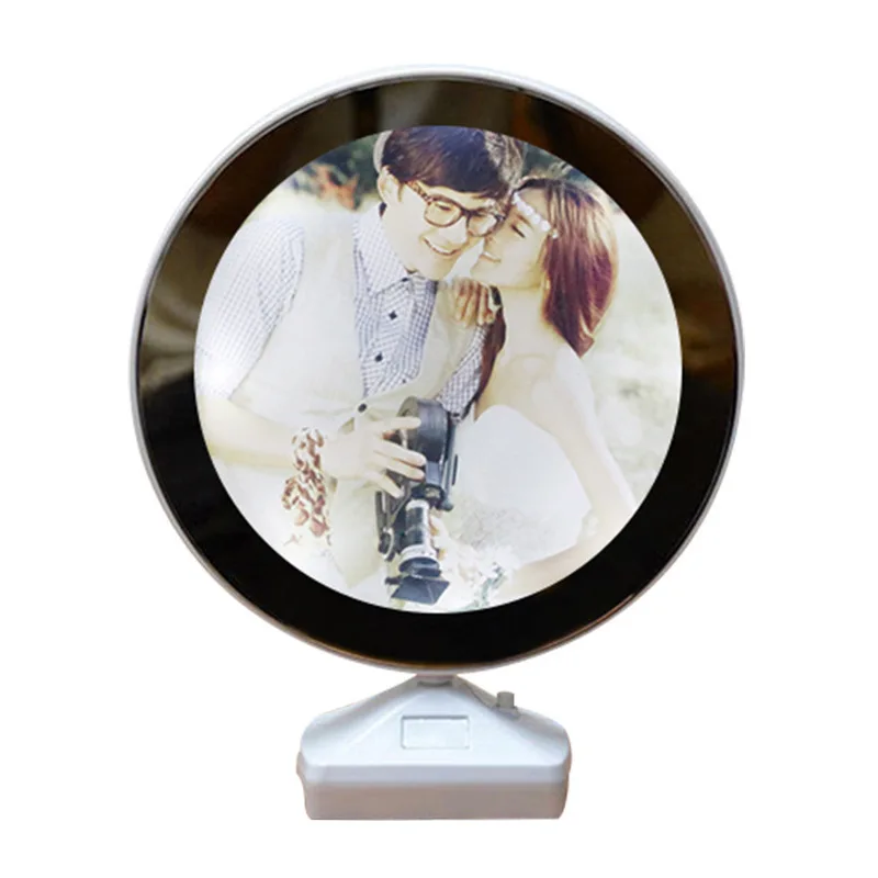 

Custom LED magic makeup mirror photo frame sublimation blank magic mirror with USB charger for wedding gift, White