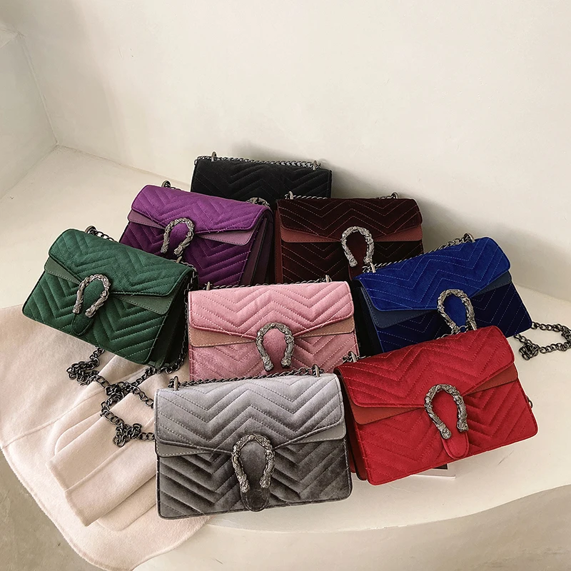 

Top Selling Style Crossbody Luxury Shoulder Messenger Bags bolsos Purse Wholesale Ladies Handbag for Women with Velvet Material, 8 colors