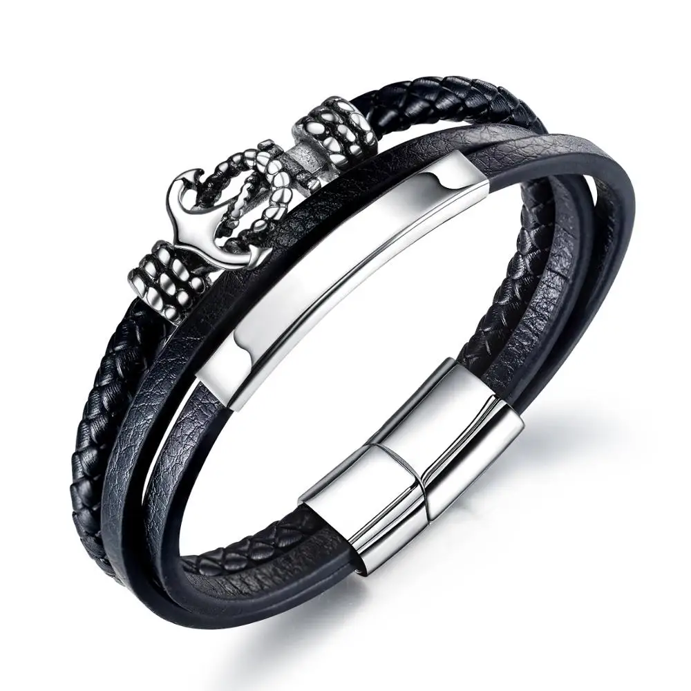 

Wholesale Personalized Custom Logo Anchor Bracelet Black