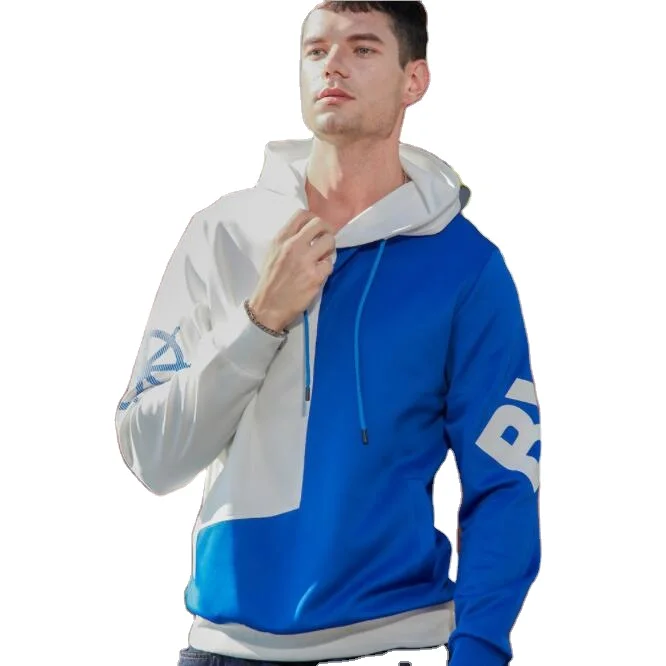 

2020 new color matching casual loose large size men's hooded sweatshirt