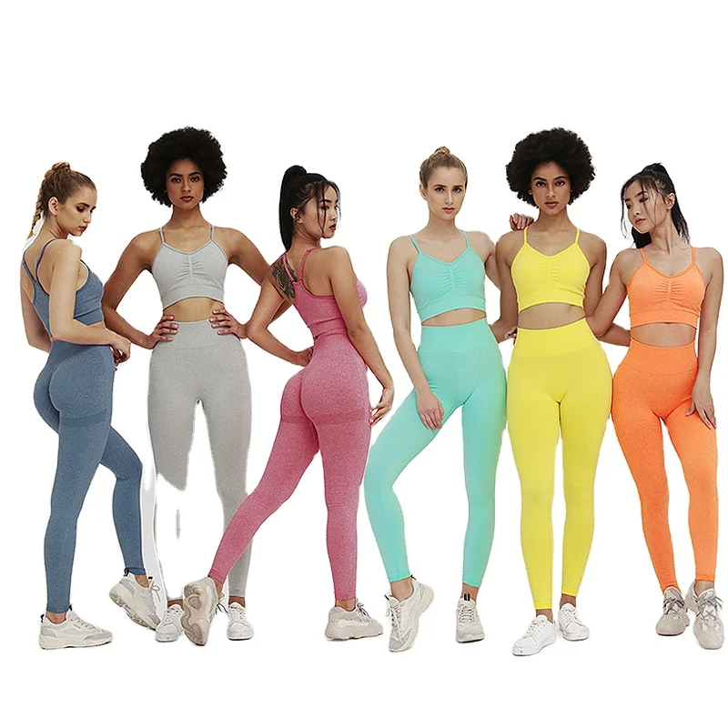 

Athletic Wear Women Active Wear Set Sport Bra High Waist Workout Leggings Seamless Yoga Set