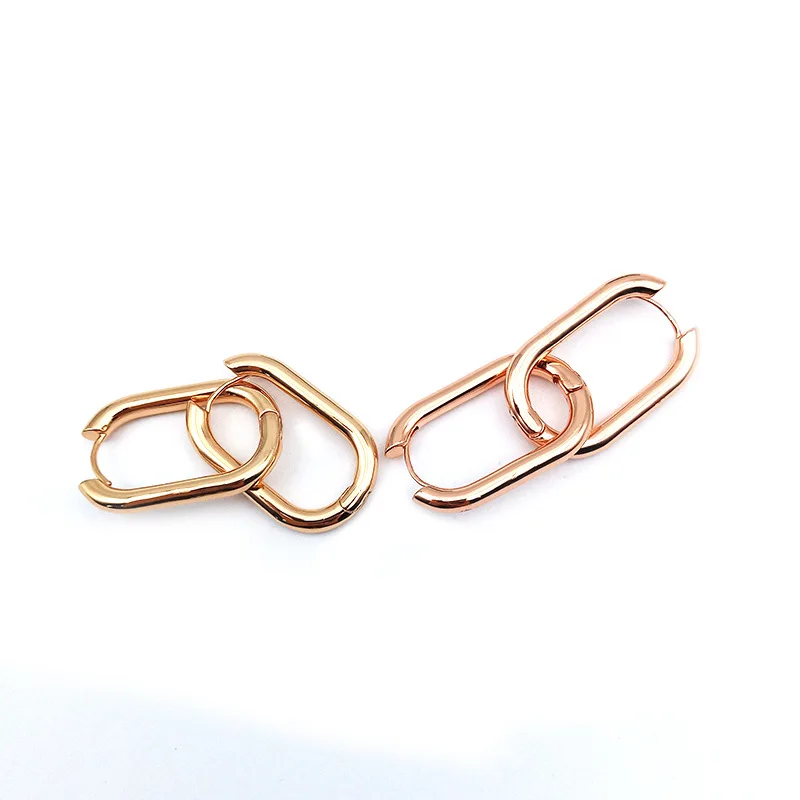

Thick Link U Shape Geometric Earrings Brass Gold Drop Earrings for Women Chic Stylish Earrings Celebrity Jewelry, Gold,rose gold ,silver