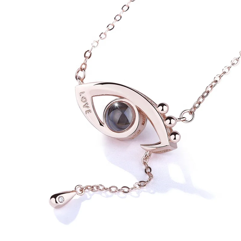 

Korean 925 sterling silver eye pendant necklace for women