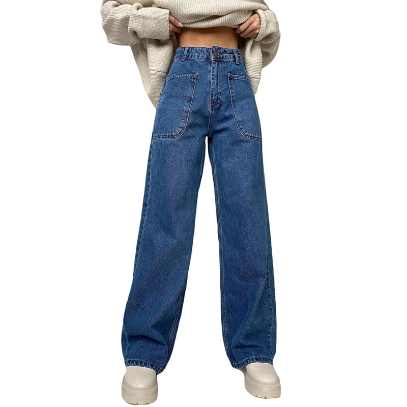 

YM00276 Spring New Jeans Daddy Wide Leg Jeans Women's High Waist Thinning Straight Loose Extra Long Mopping Pants