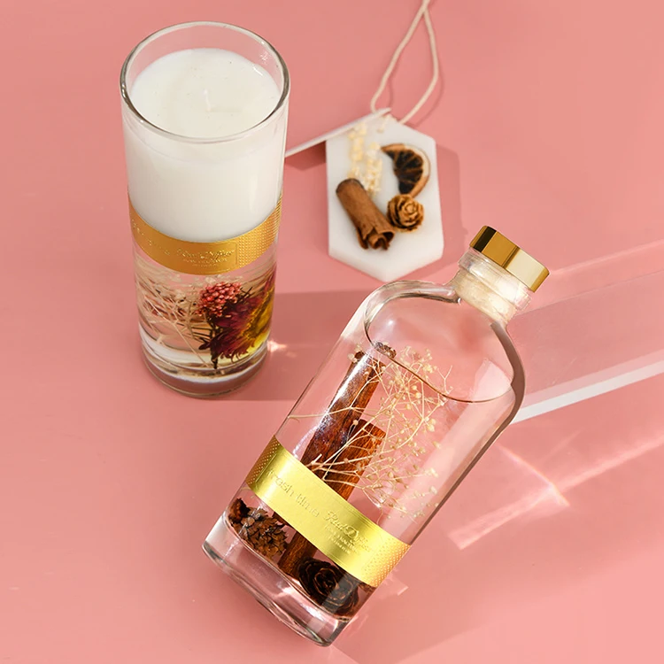 

Wholesale aromatherapy handmade large dried flower scented candle with box, Whie