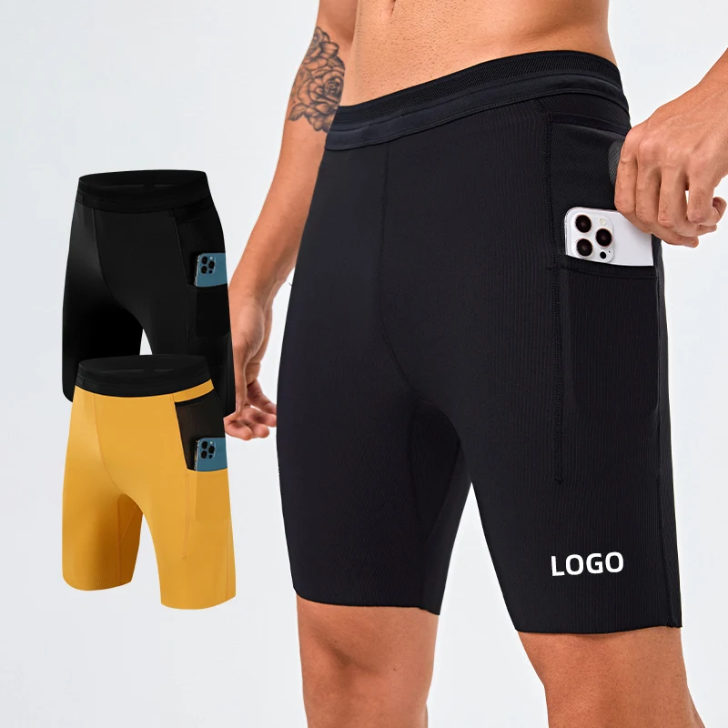 Breathable 4.5" Men's Training Shorts - Custom Wholesale Striped Compression Pants W/ Anti-Sweat Tech for Marathon & Gym