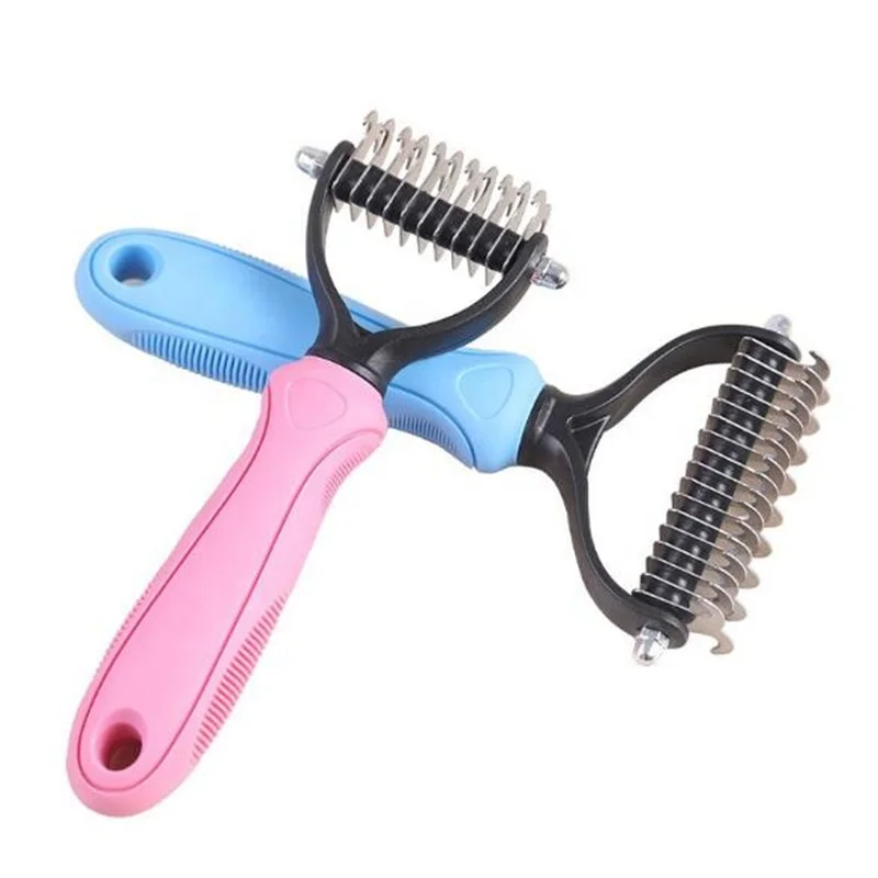 

Stainless Steel Double-Sided Durable Skidproof Design Pet Comb Fashionable Convenient Personality Practical Pet Comb, Pink/blue