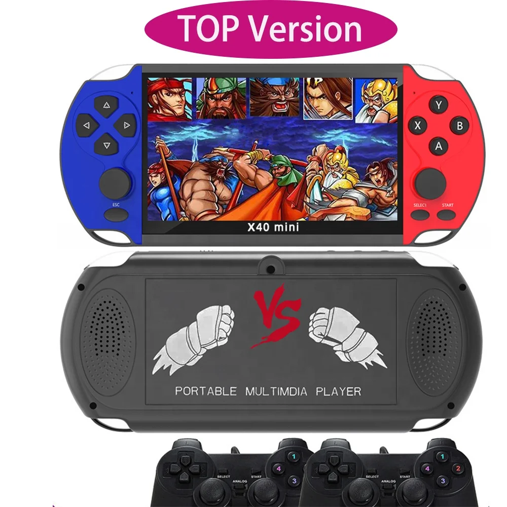 

Top quality Newly 16G Portable Retro Video Game Console X40 mini X12 X16 X7 X6 Plus 128 bit Handheld Gaming TV Out Player, Blue red
