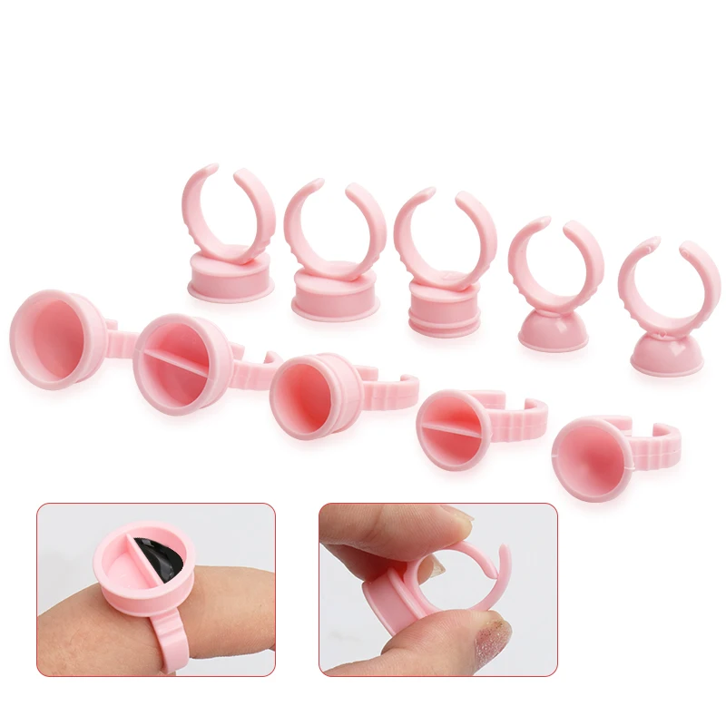 Glue Ring Pink Plastic Oem For Eyelash Extension 100pieces Eco Friendly ...