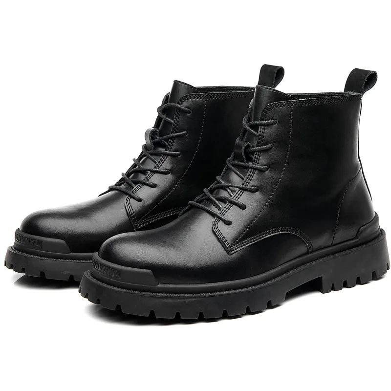 

Men's Platform Ankle Boots Luxury Designer Men Chunky Style Boots Fashion Shoes Plus Size Footwear 2020 Genuine Leather Winter