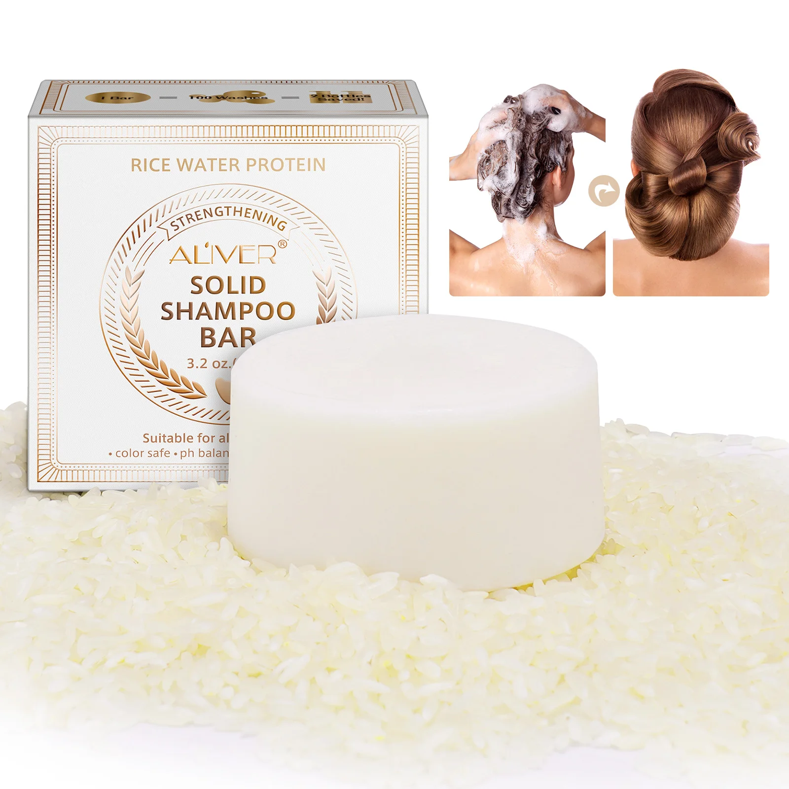 

Native Jabon De Arroz Solid Shampoo Hair Care Rice Water Hair Growth Shampoo Bar for Strengthening Cleansing & Moisturizing