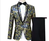 Custom jacquard blue collar tuxedo the master of ceremonies take on two-piece suit