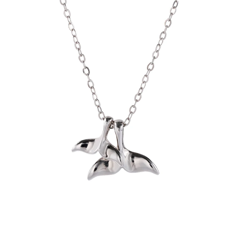 

Fish Tail Jewelry 925 Silver Sterling Two Pendant Mermaid Tail Necklace for women