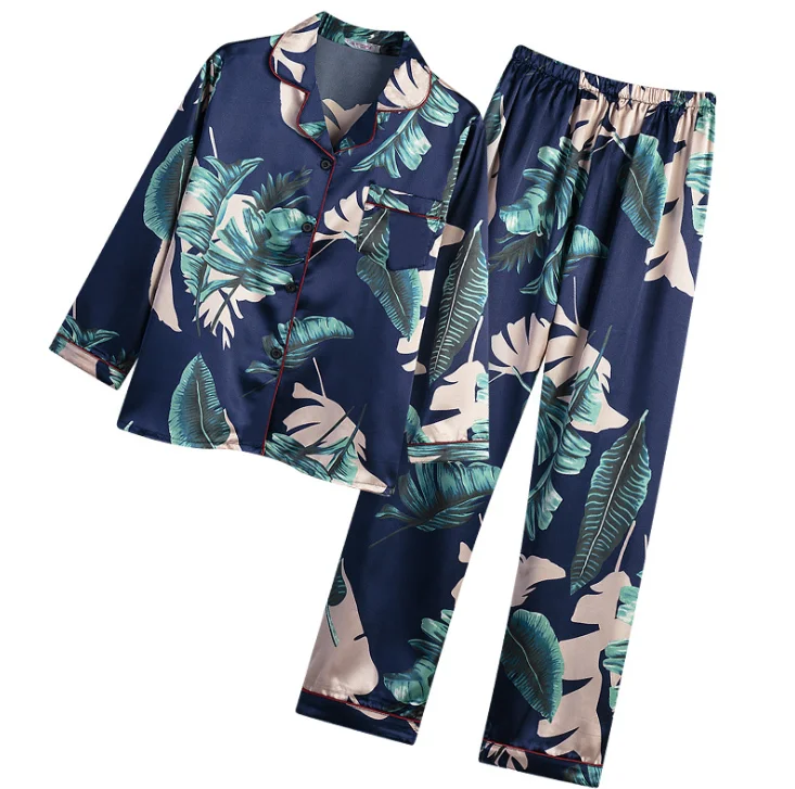 

High Quality Loungewear Woman Night Dress Pijama Casual Sleepwear Long Nightwear Suit Satin Pajamas Ladies Jama, Customized color