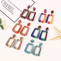 

Wholesale Hot Sale National Style African Women Jewelry Colorful Print Fabric Big Square Stud Earrings