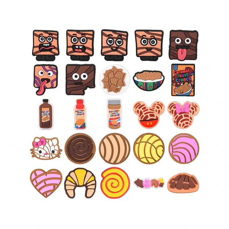 

Drop Shipping Croc charms pack set Cereal croc charms for shoe decoration accessories biscuits shoe charms for croc shoes gift, Customized color