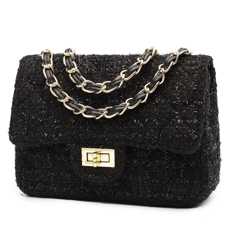 

Plaid woolen cloth small fragrant wind rhombic chain Single Shoulder Messenger for women's bag