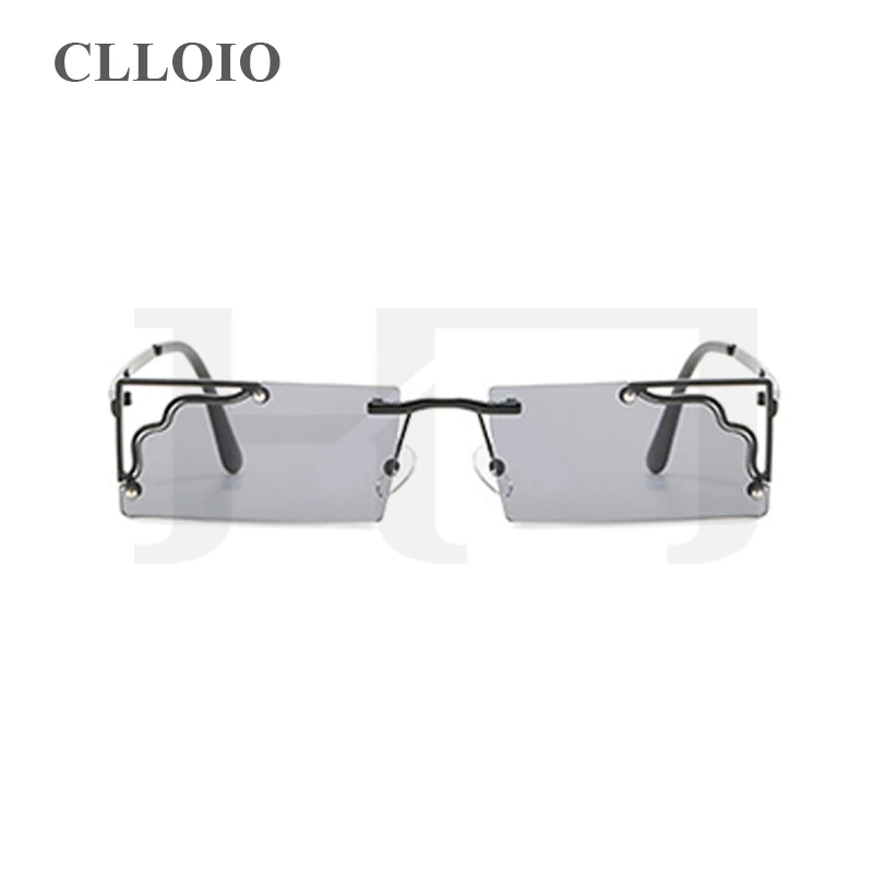 

New Trendy Small Size Rectangle Sunglasses Unisex Rimless Metal Sunglasses