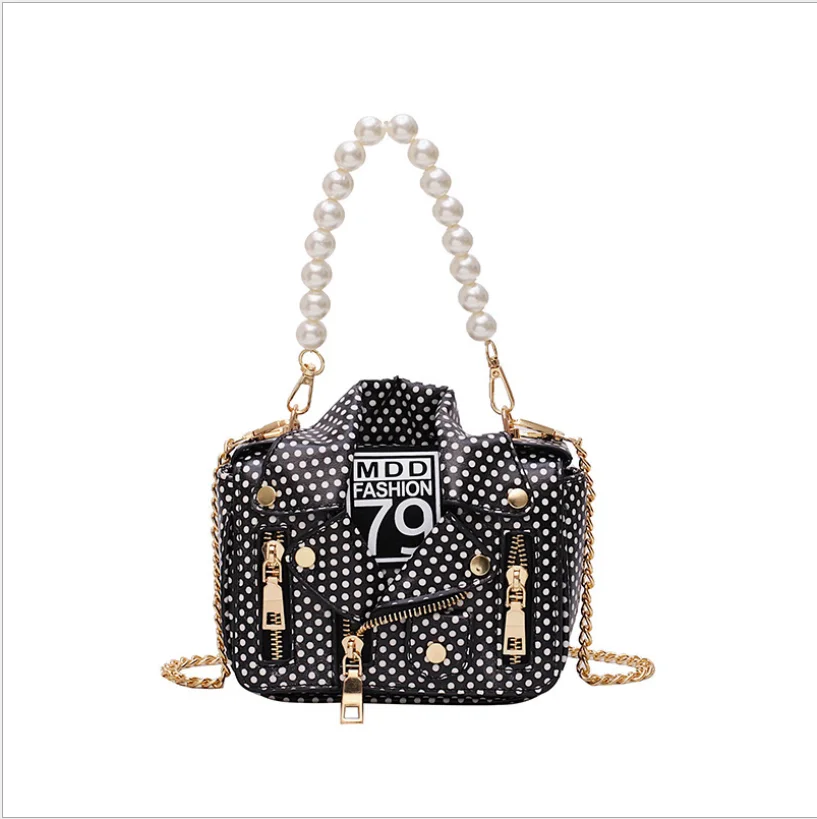 

NEW small purse chain bag funny fancy point pearl jacket handbag girls Clothes shoulder women crossbody bag