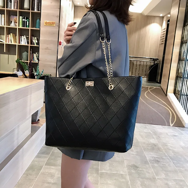 

wholesale promotion ladies designers shoulder single handbags women new Korean large simple fashion tote chain organizer bag