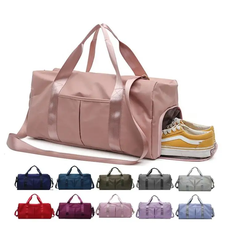 

Hot sales Sport Gym Duffle Holdall Training Yoga Travel Overnight Weekend Shoulder Tote Bag with Shoes Compartment, Customized