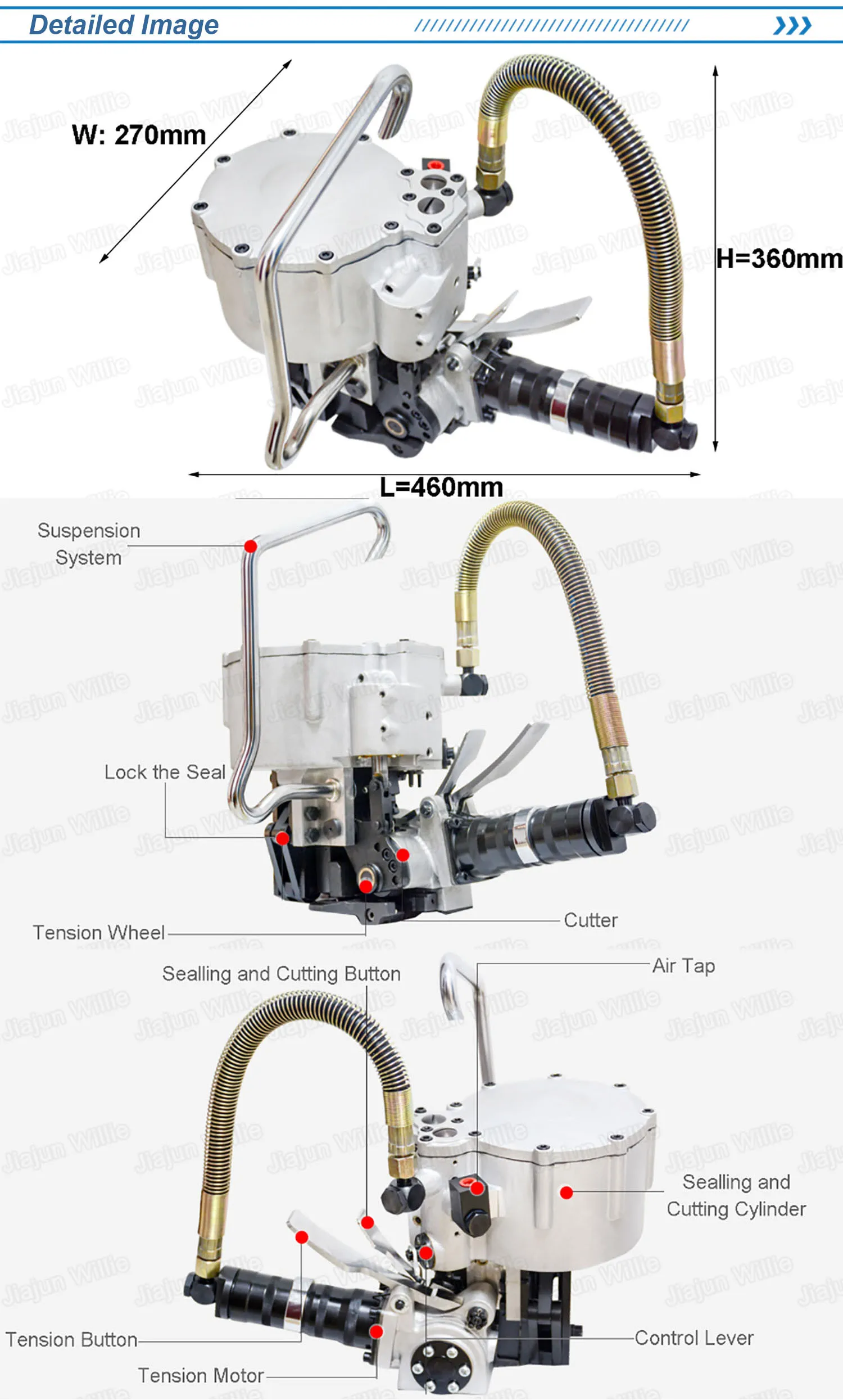 Semiautomatic Steel Bundle Steel Sheet Pneumatic 32mm Steel Machine Pneumatic Banding Strapping