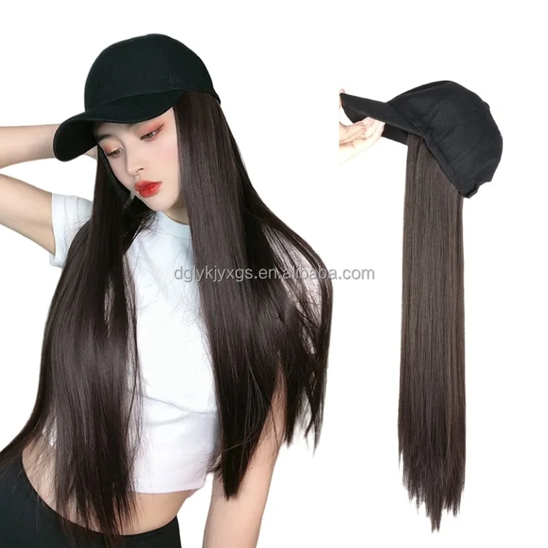 Womenlon New Ynthetidenime Ball Hair Wig Brown Straight Wigs Naturally Connect Synthetic Hat Wig for Women Hair