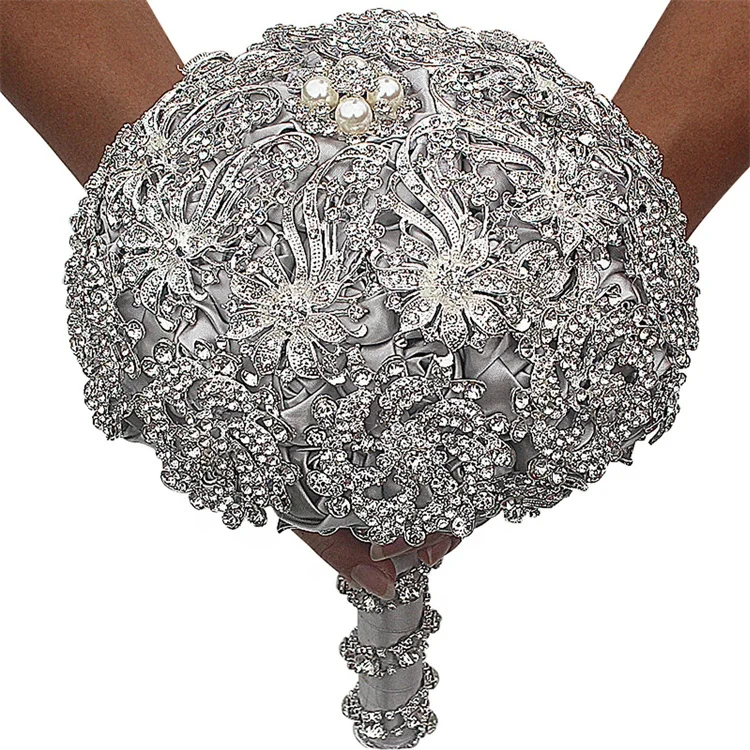 

Customized Luxury Sparkling Crystal Bridal Hand Hold Bouquet Flower Bridal Bouquet for Bride Wedding
