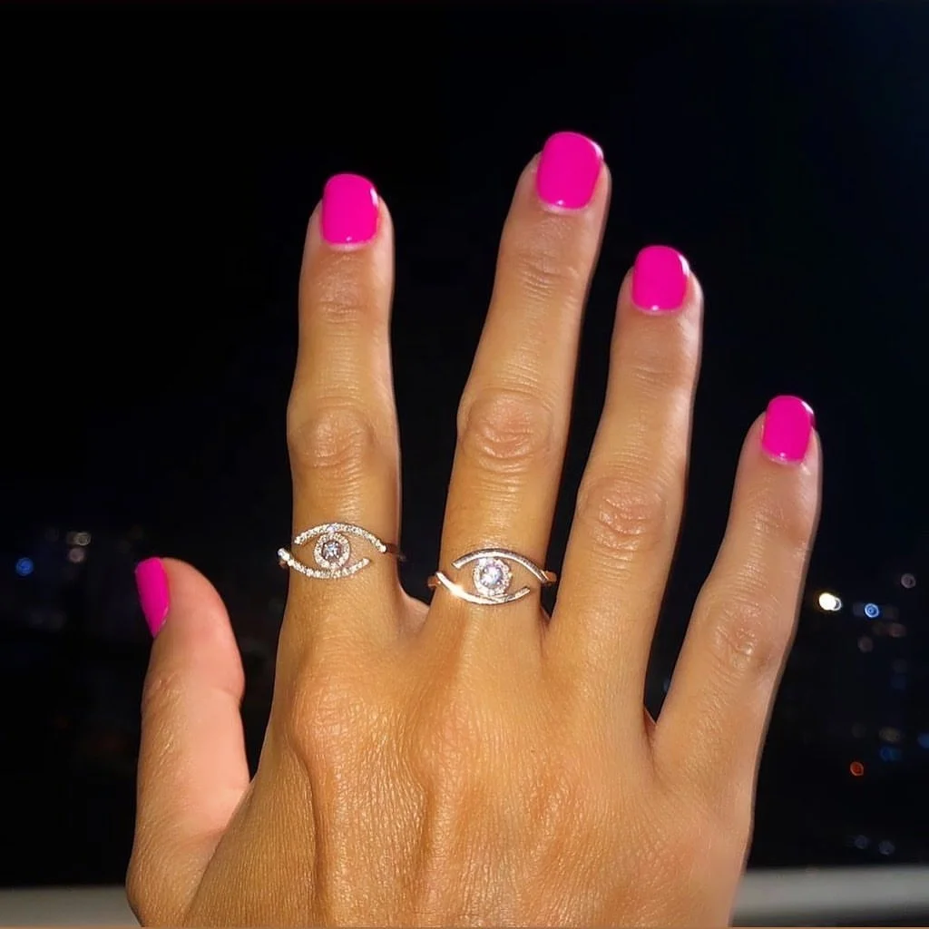 

rose gold plated fashion women evil eye ring, Customized