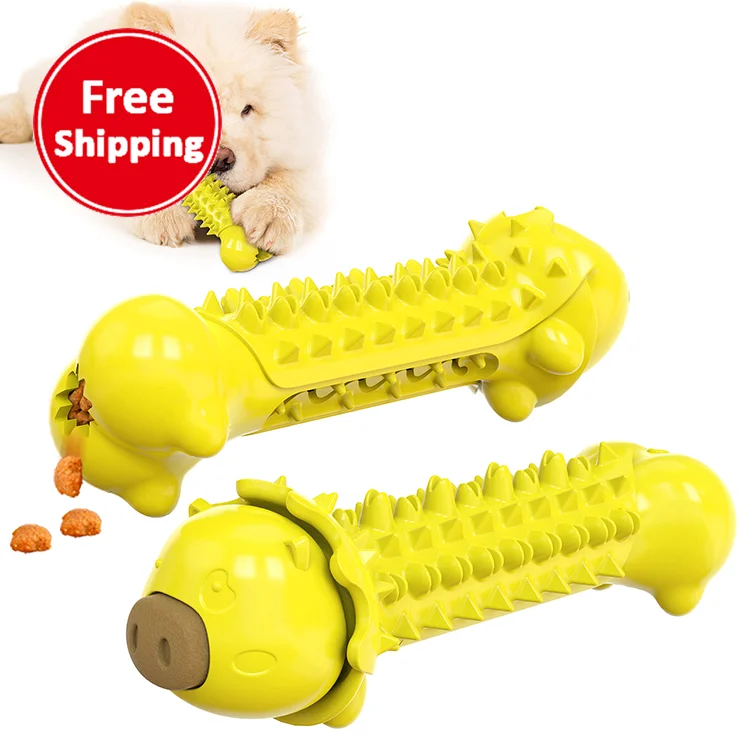 

New Design Bone Shape Dog Toothbrush Chew Toys, Yellow/green/blue