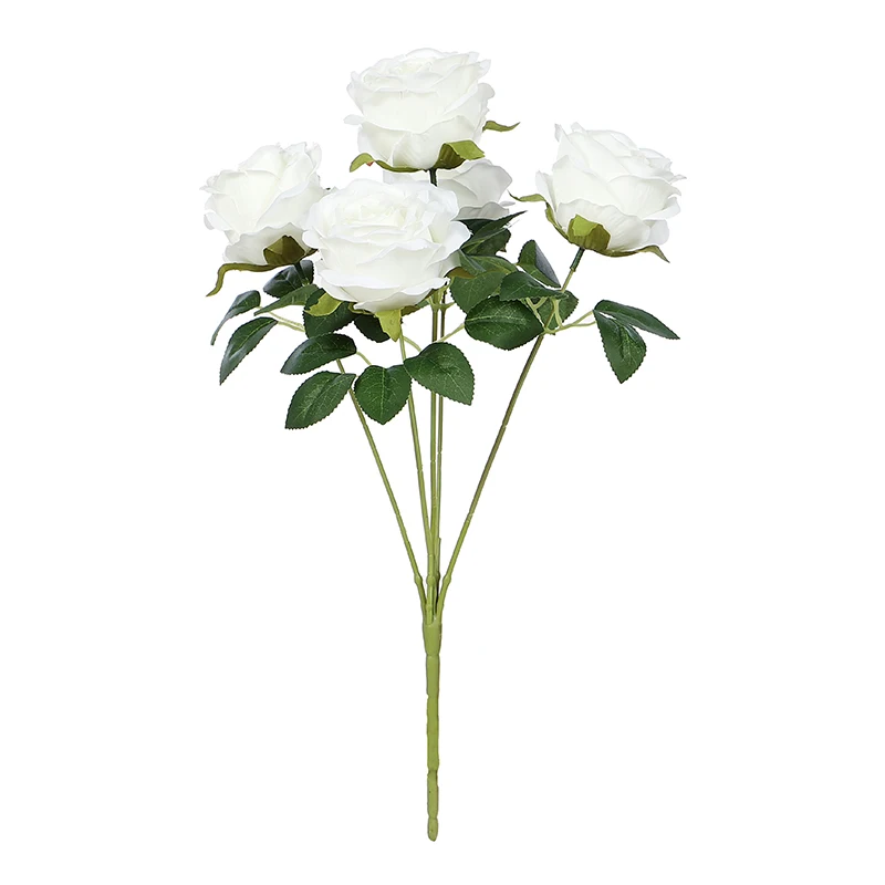 

BH001-1 Low Price 5 Head Silk Flower Piaget Rose Bouquet For Wedding Decoration