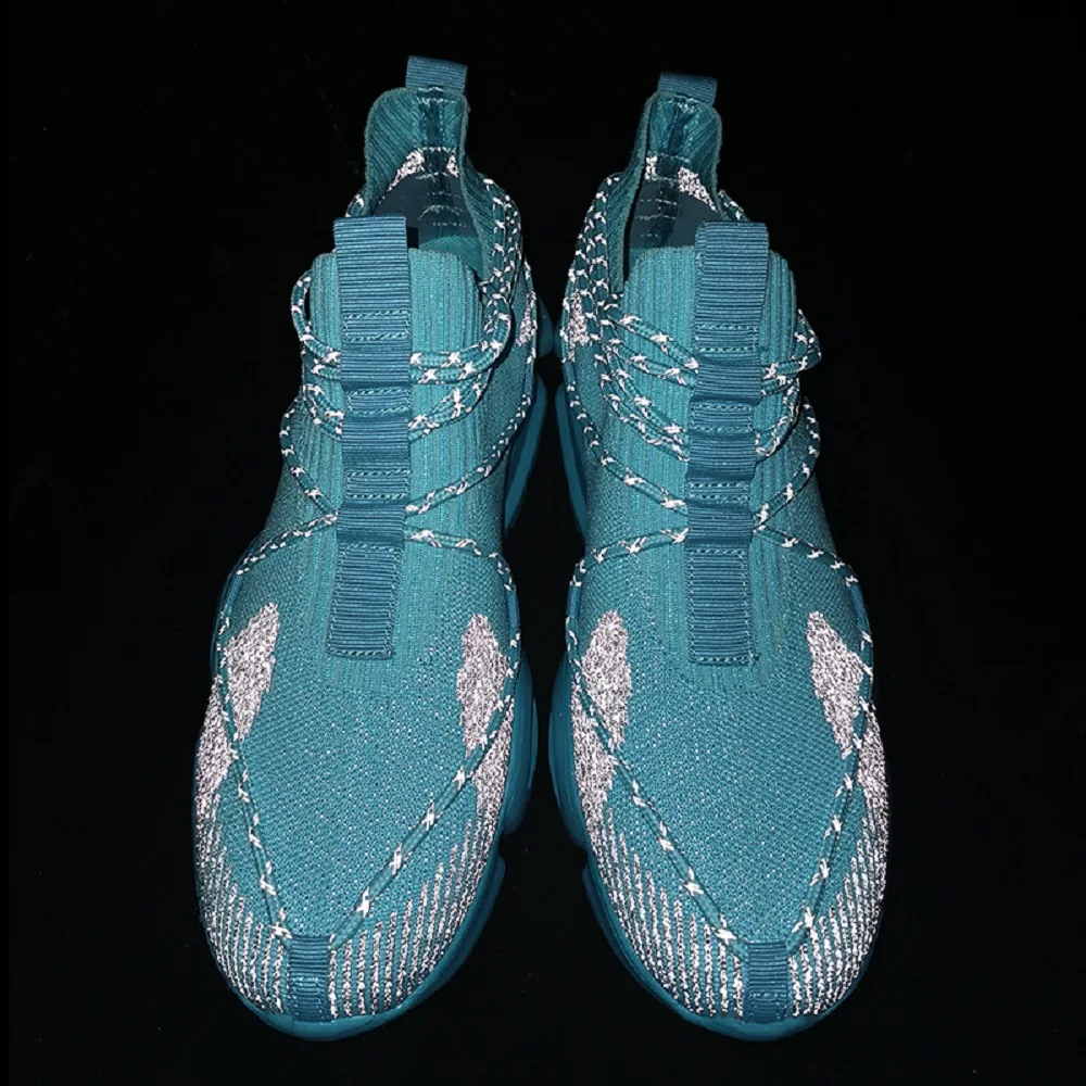 

Amazon Hot Selling 40-46 Size Men's Sports Shoes 3M Reflective Fashion Casual Running Shoes, 3 color
