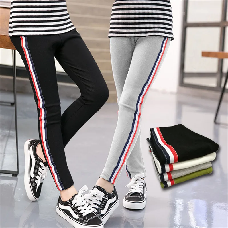 

Girl Stretchy Pants Trousers Leggings Pants Sports Stripe Leggings for Kids Children Clothes Trousers 3 to 12 Years