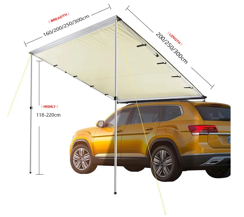 

side awning for outdoor camping Portable Folding Retractable, Gray or khaki