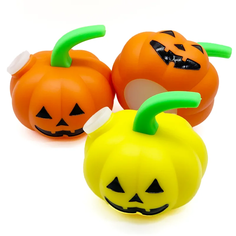 

RTS Pumpkin Head Shape Smoking Pipe Silicone Tobacco Pipes Mini Hookah For Halloween Gift, Yellow,orange