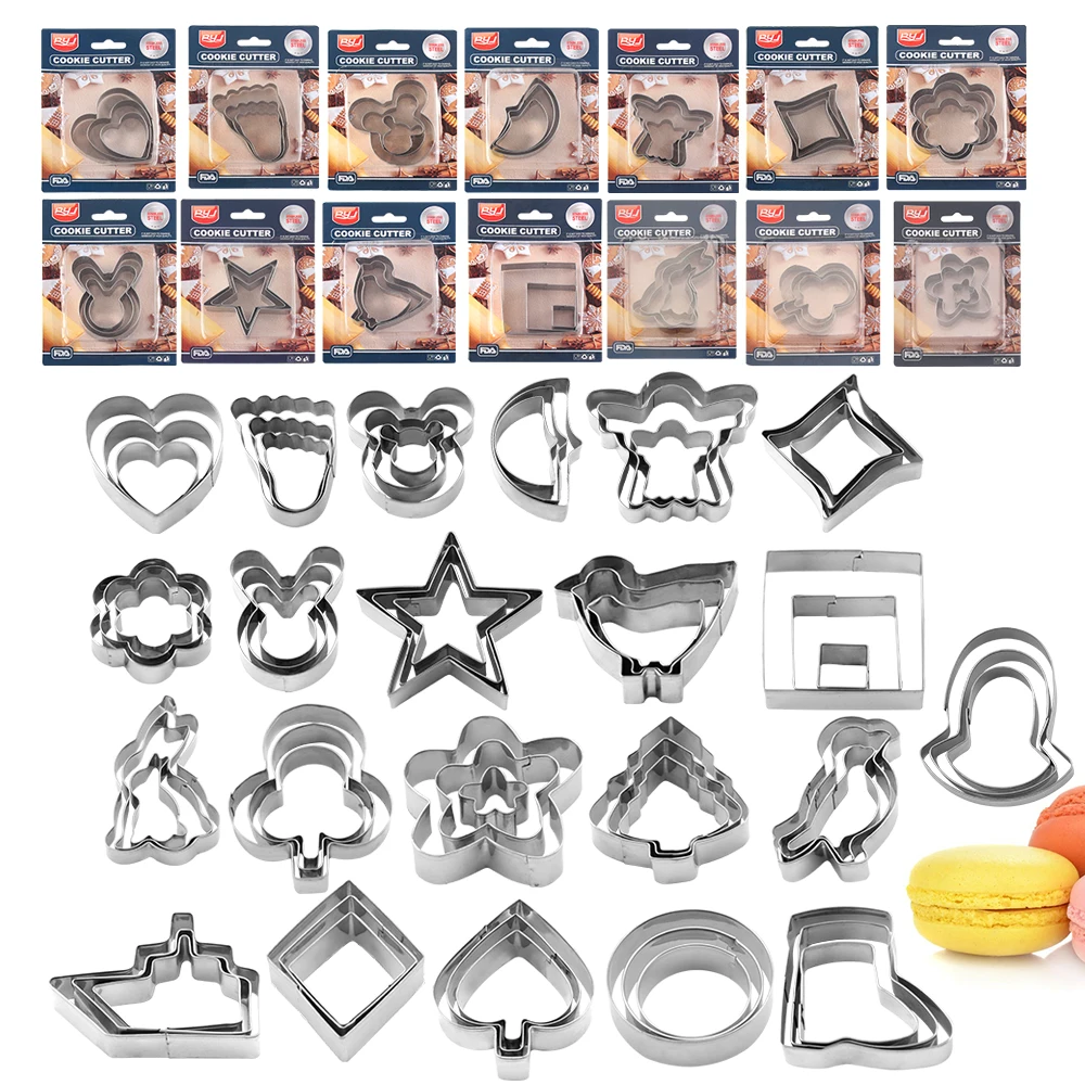

Home DIY baking moulds 304 stainless steel 3 pcs cookies cutter set