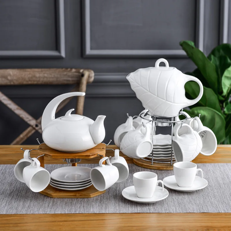 Ceramic Afternoon Tea Set Fine Porcelain Tea Set With Bamboo Stand