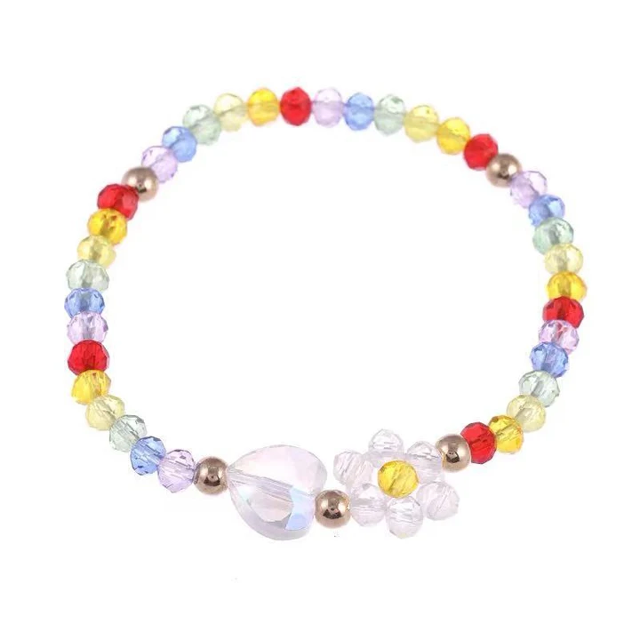 

2021 Hot Sale Flower Heart Shaped Elastic Bracelet Colorful Beaded Bracelet Bohemian Bracelet for Women, Picture shows