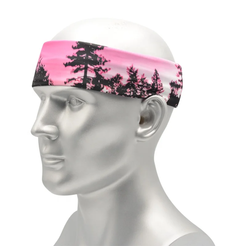 

OEM new style spring summer and autumn fashion casual print mask face Customized adult polyester breathable sports headband, Printing