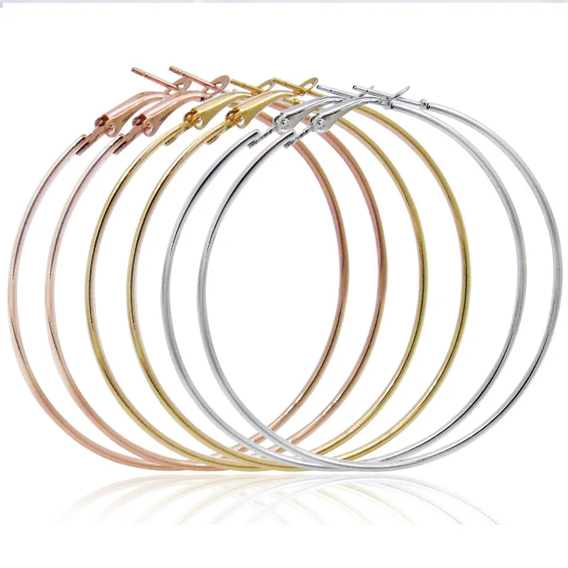 

Wholesale Gold Plated America Popular Geometry Big 100 Mm Glossy Circle Hoop Earrings, Gold silver rose gold
