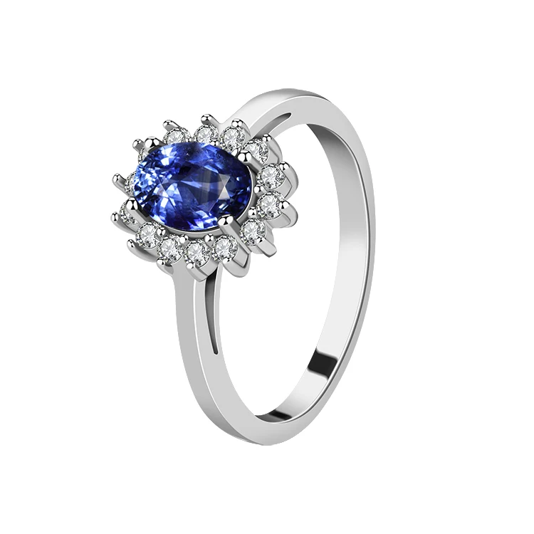 

Wholesale Custom Luxury Women's Blue Sapphire 925 Sterling Silver Ring