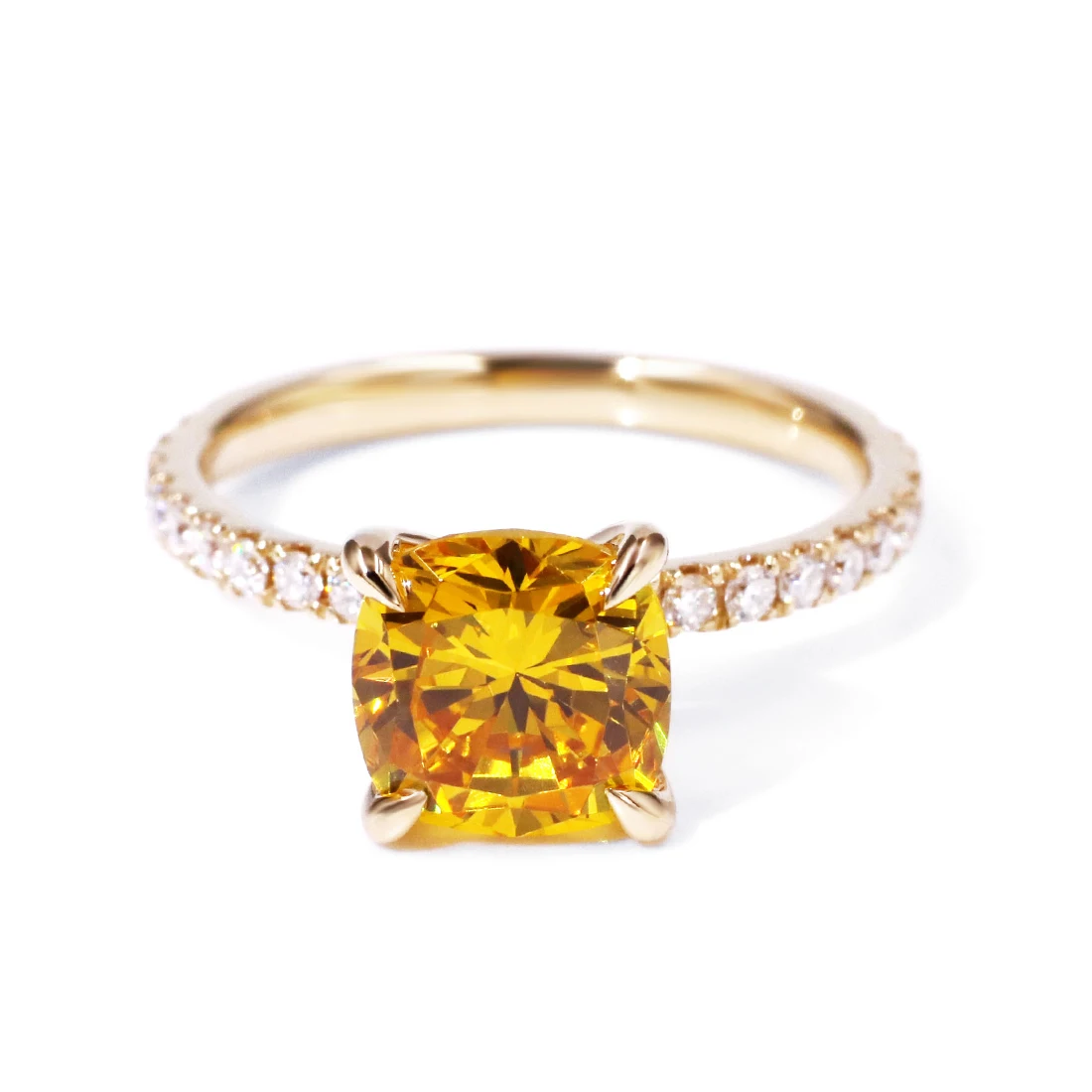 

Tianyu gems golden yellow cushion cut cubic zircon moissanite solid gold ring gemstone 14k gold wedding engagement ring